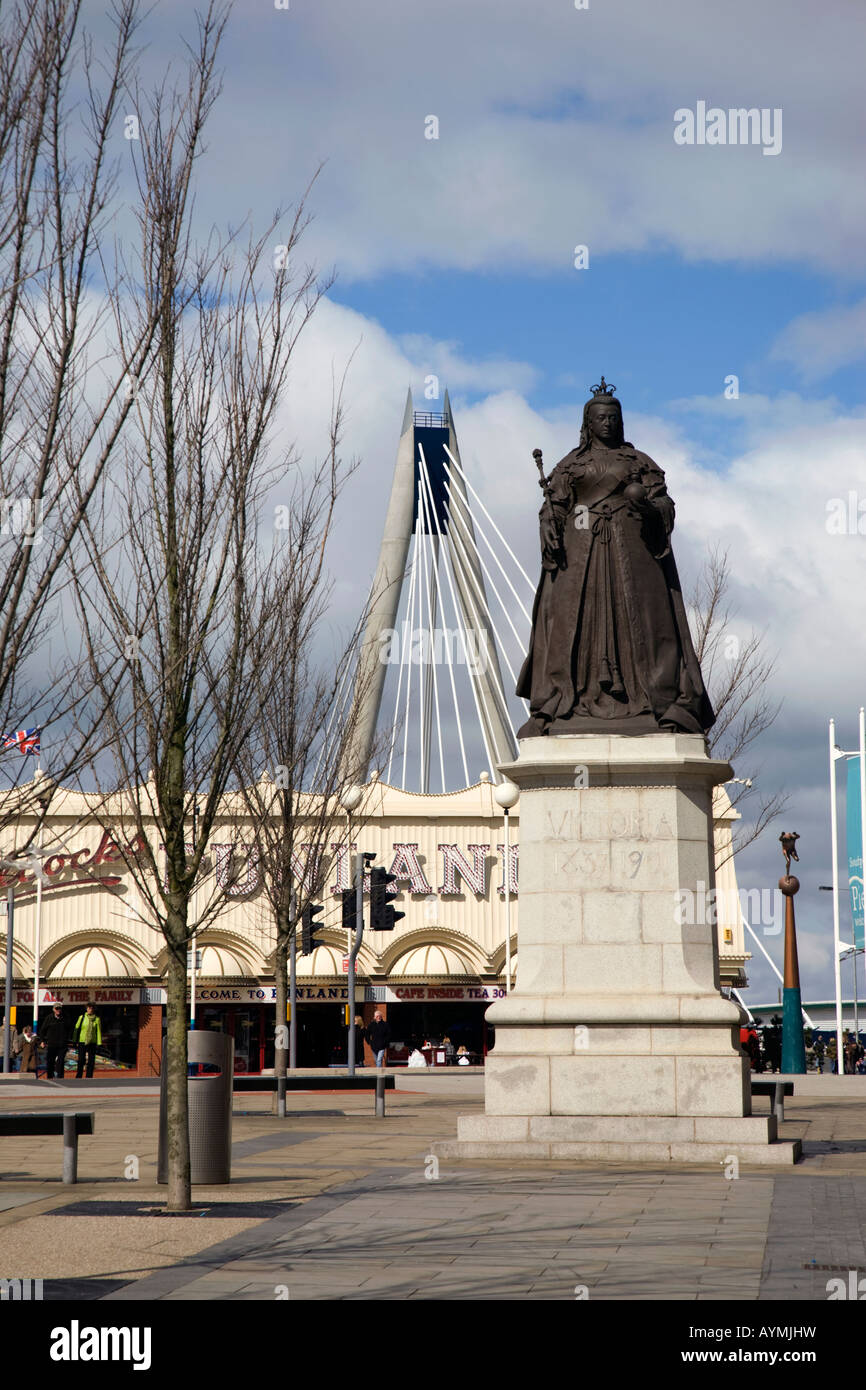 Statue of Queen Victoria on the Promenade at Southport with the marine