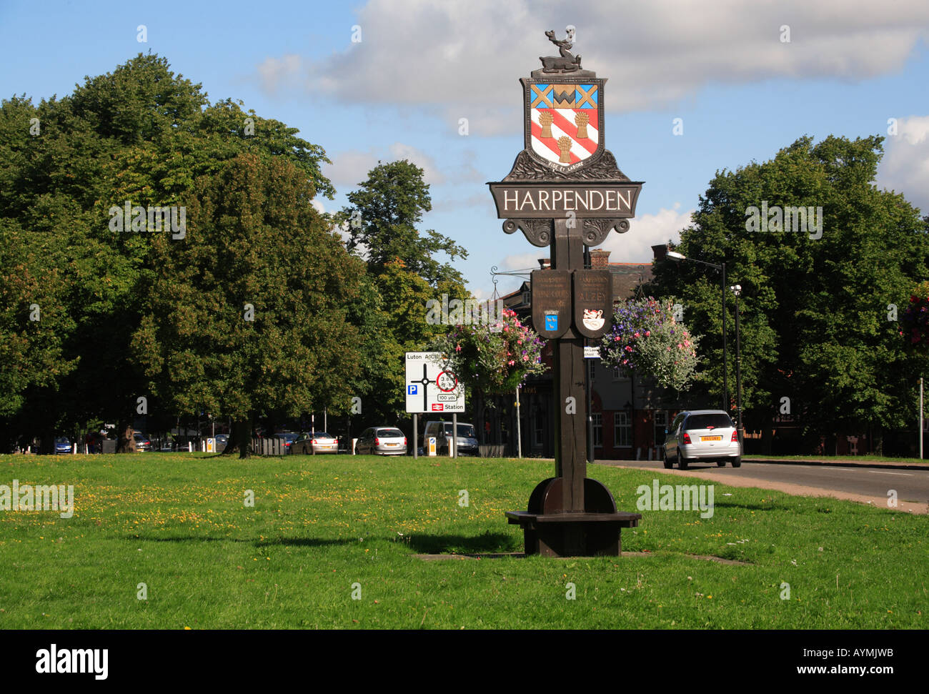 Harpenden Herts village sign Stock Photo Alamy