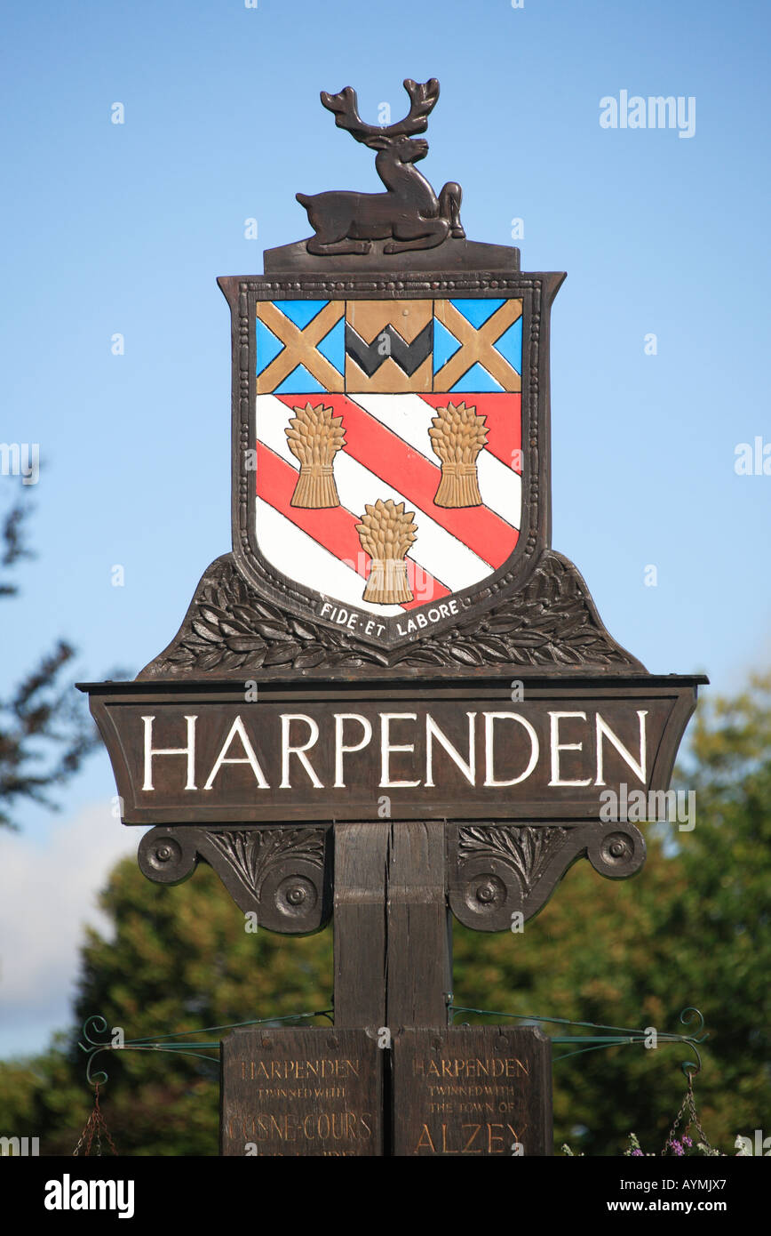 Harpenden Herts village sign Stock Photo Alamy