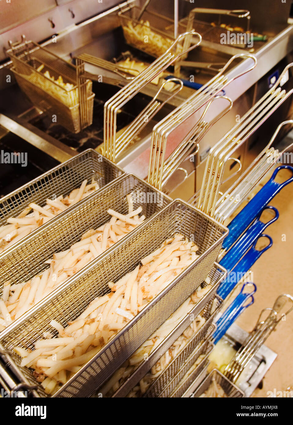 french fries in commercial kitchen Stock Photo Alamy