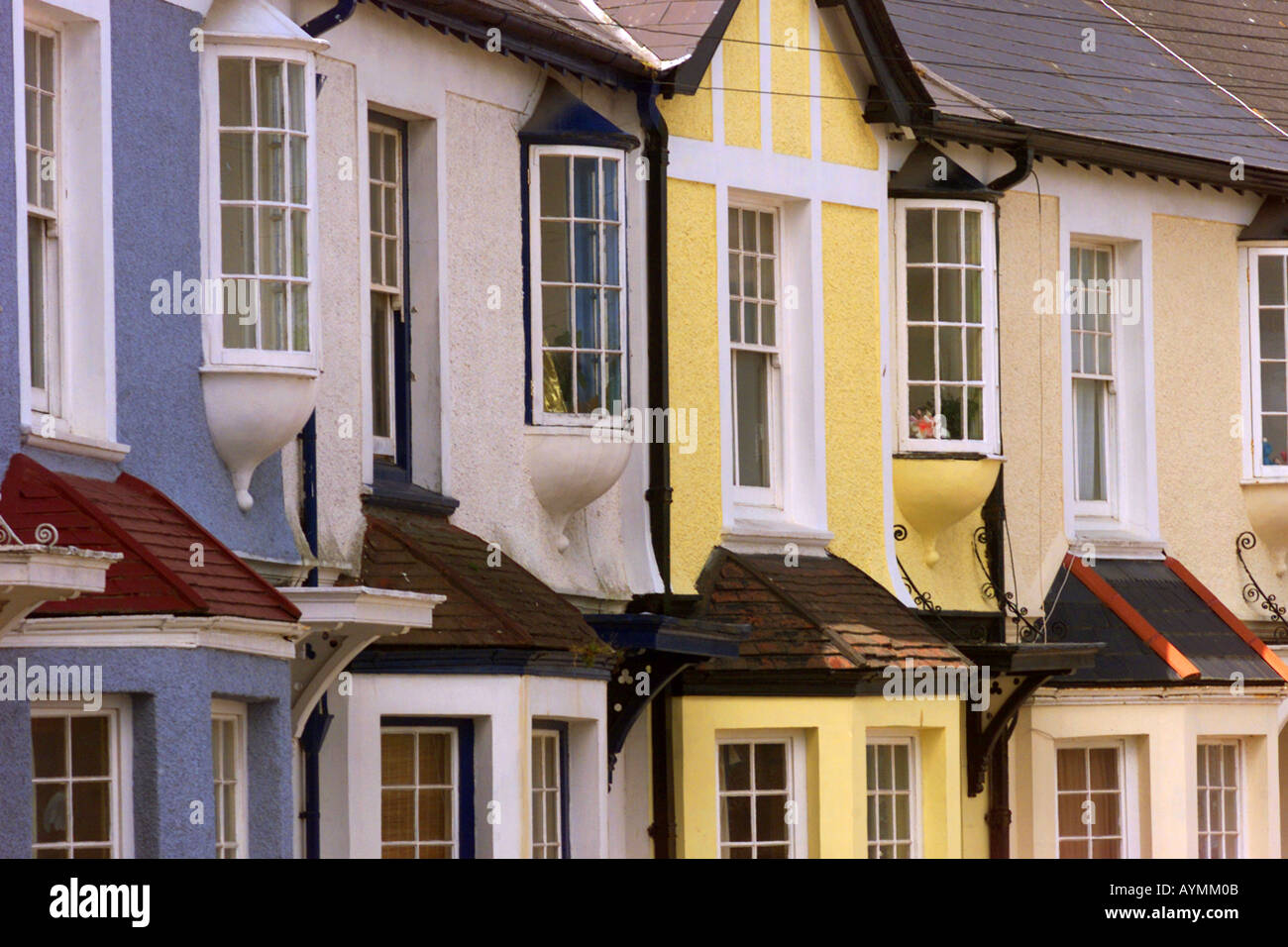 Victorian terraced houses on Bar Road near Falmouth harbour Cornwall UK