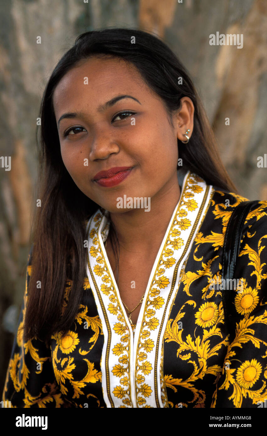 portrait of a Malaysian girl in a traditional dress Stock Photo