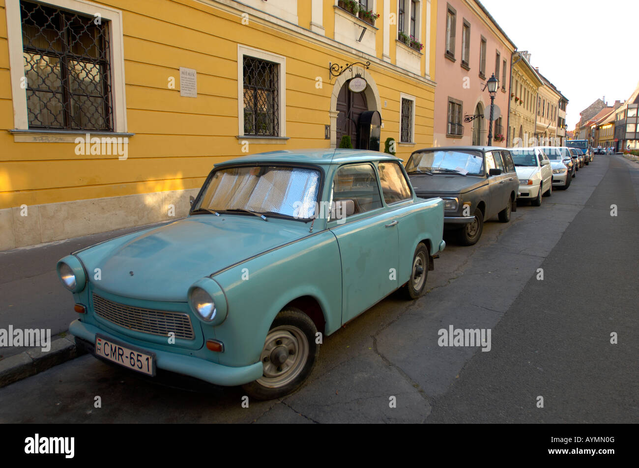 Trabant car in the Castle district Budapest Hungary Stock Photo