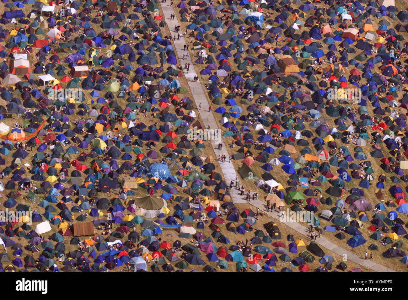The sea of tents and people at the Glastonbury Festival Somerset UK Stock Photo