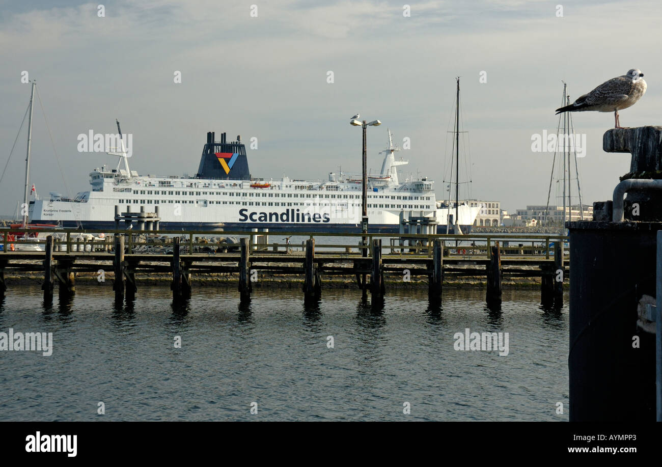 Scandlines ferry entering Warnemuende, en route to Rostock terminal. Stock Photo