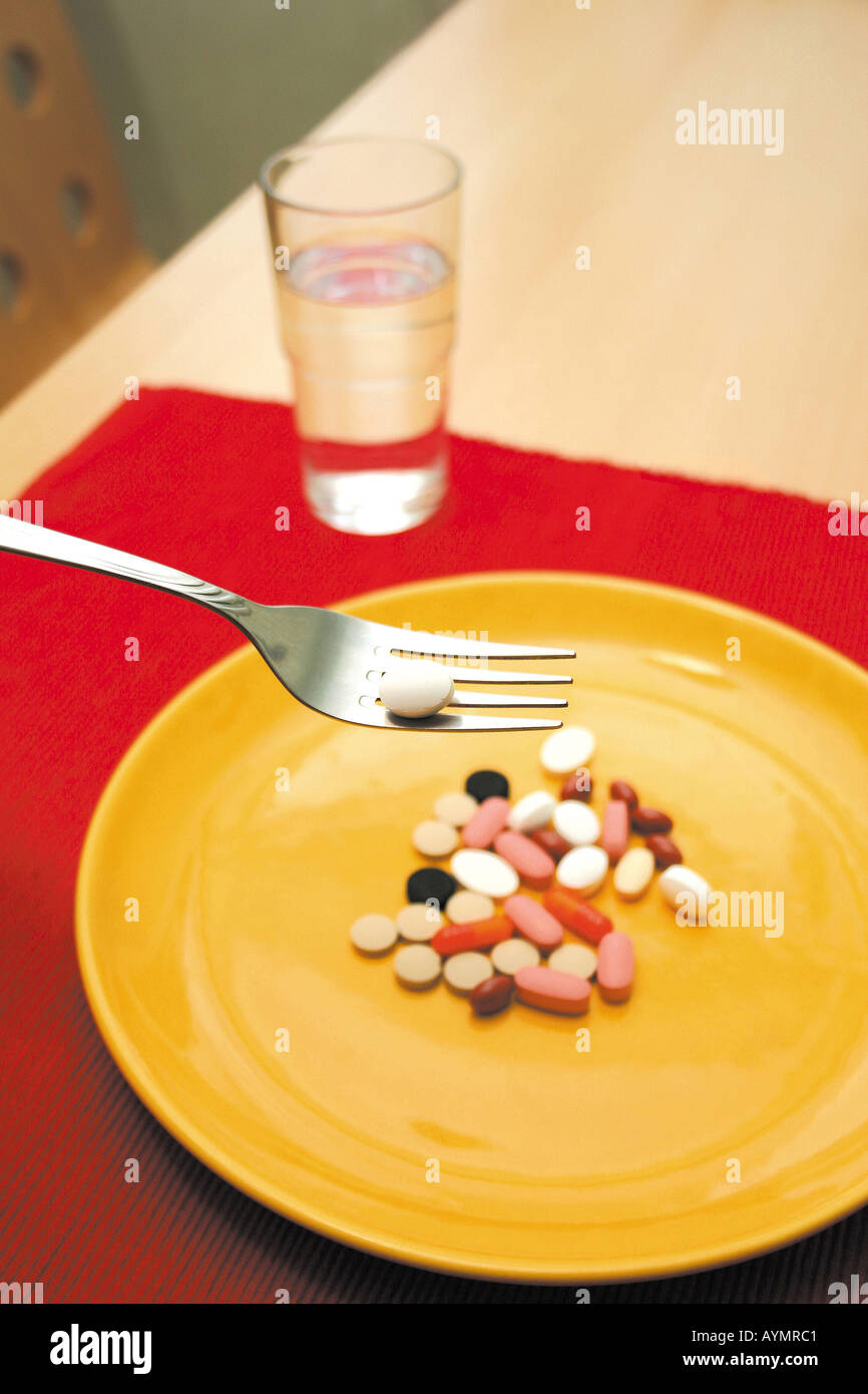 Pillen als Mahlzeit Stock Photo
