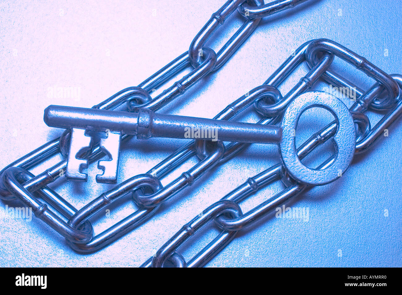 Skeleton Key and Chain Stock Photo