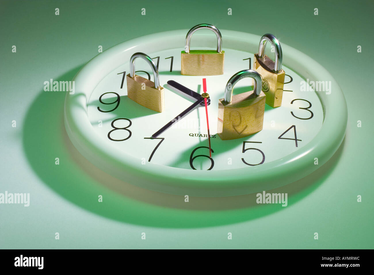 Padlocks on Clock Stock Photo Alamy