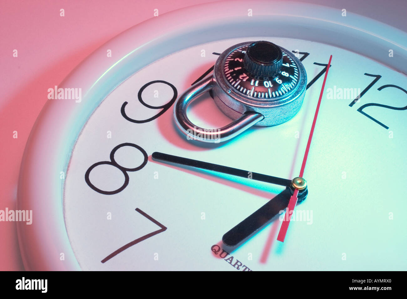 Combination Lock on Clock Stock Photo Alamy