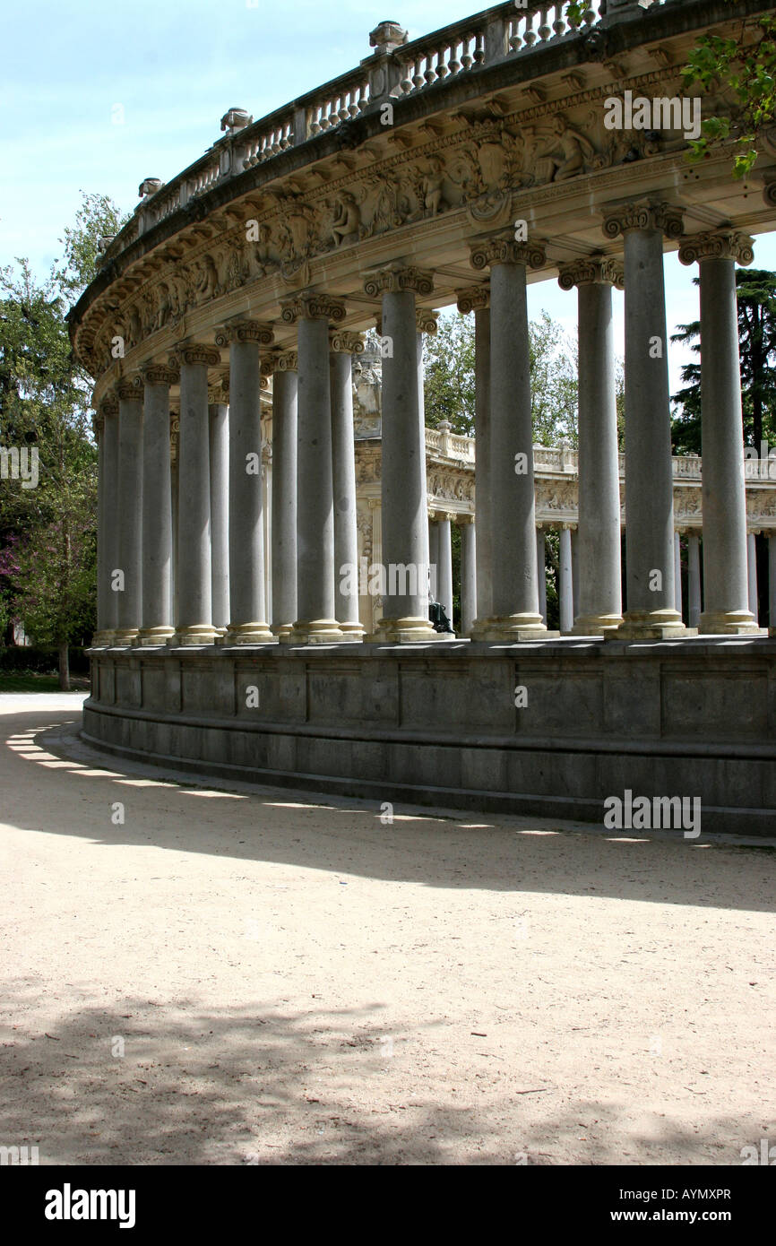 Corinthian columns in Retiro Park Madrid Spain Stock Photo