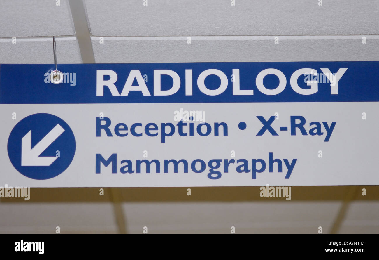 Sign for the department of radiology at a hospital Memorial Sloan Kettering Cancer Center New York Stock Photo