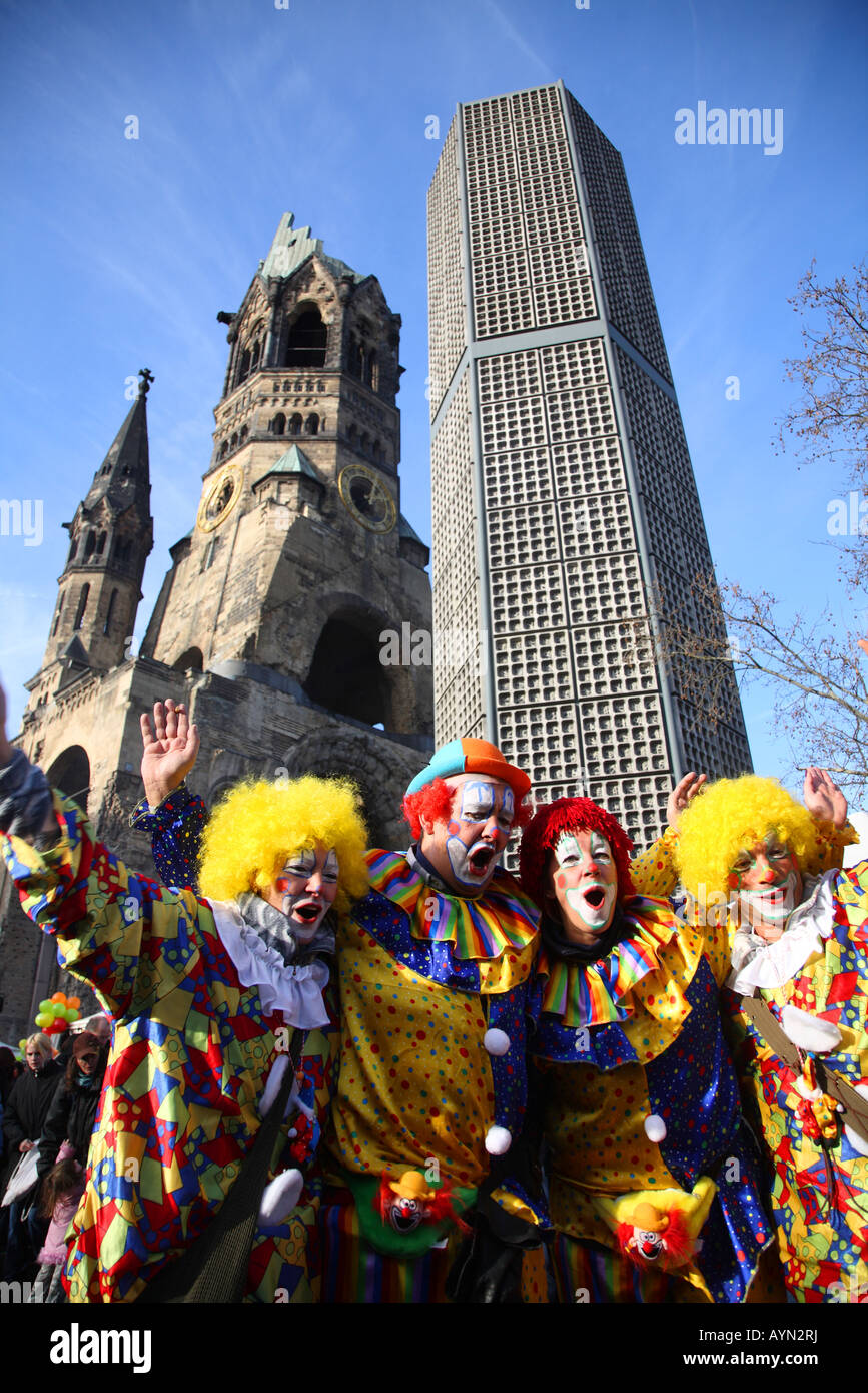 Europa Europe Germany Deutschland Berlin Kaiser Wilhelm Gedaechtniskirche Emperor William Memorial Church Karneval Carnival Stock Photo