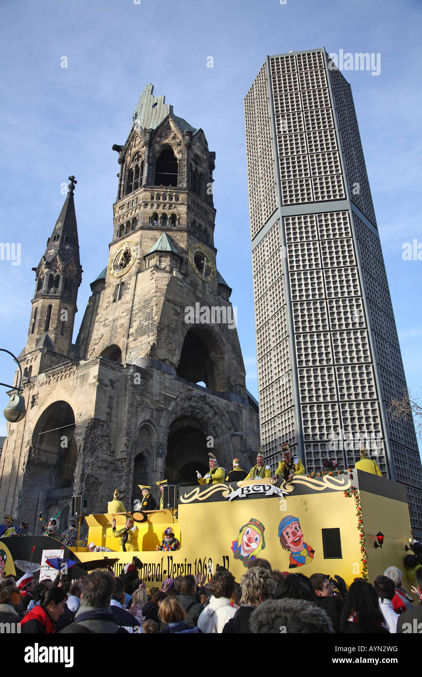 Europa Europe Germany Deutschland Berlin Kaiser Wilhelm Gedaechtniskirche Emperor William Memorial Church Karneval Carnival Stock Photo