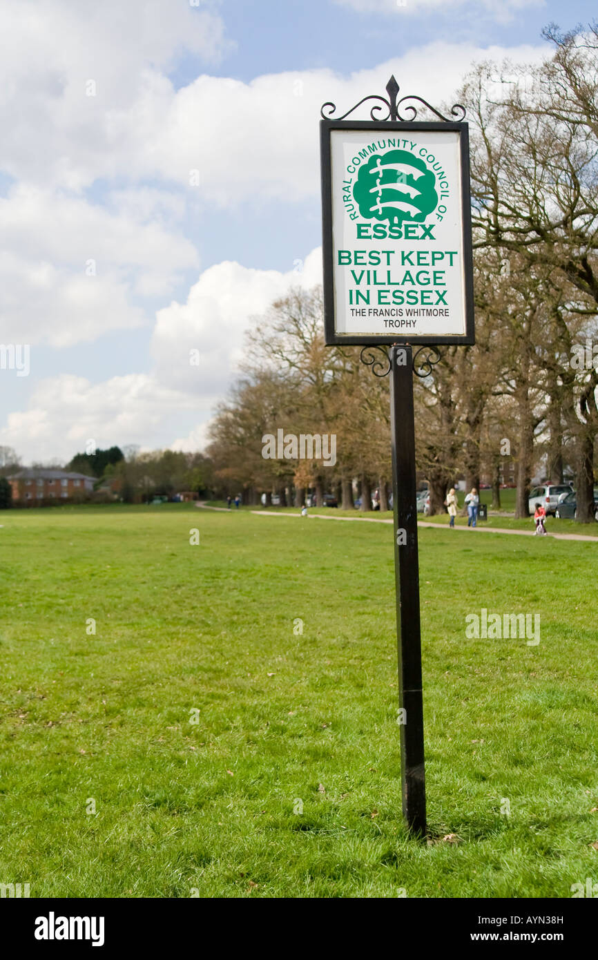 Best Kept Village in Essex sign, Theydon Bois, Essex, UK. Stock Photo