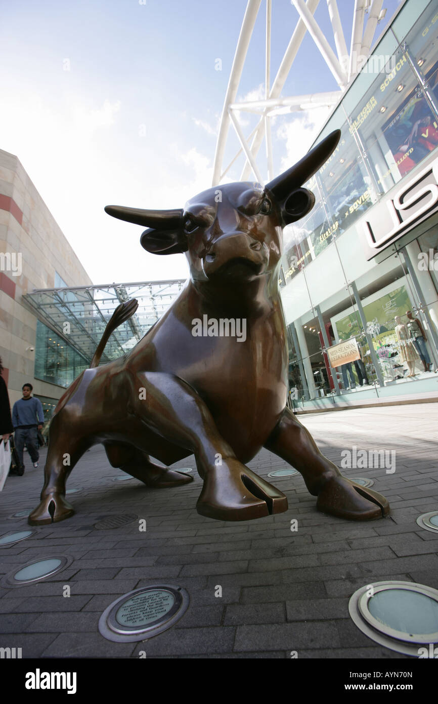 City of Birmingham, England. The bronze bull sculpture at Birmingham