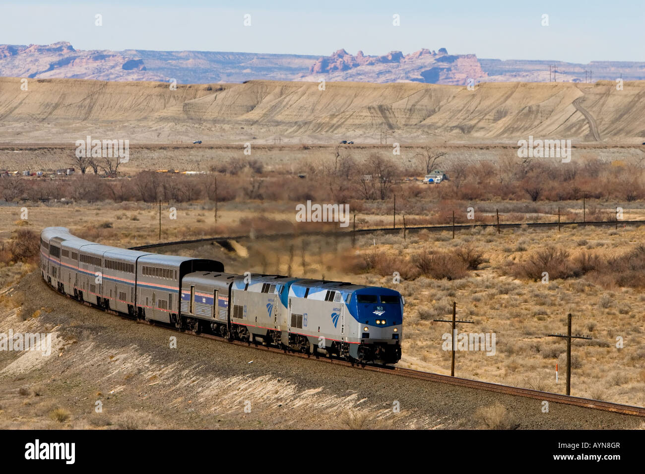 The eastbound Amtrak California Zephyr rounds the big curve outside of