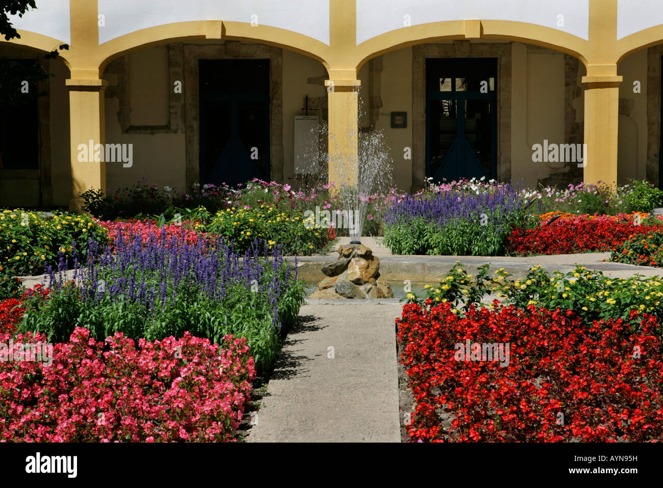 Gardens of the Espace Van Gogh, the former hospital where Van Gogh was a patient, Arles, Provence, France Stock Photo