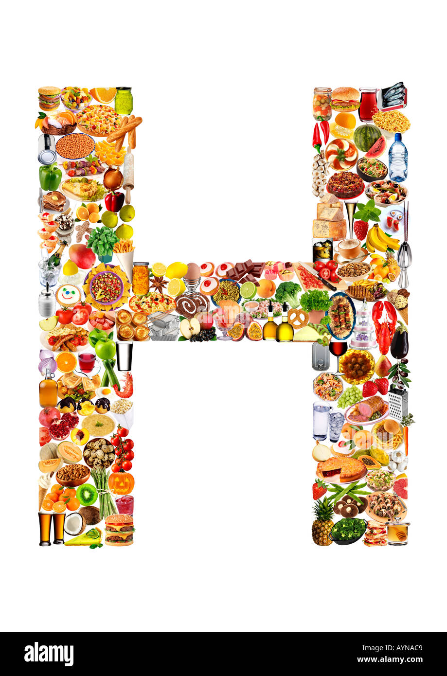 FOODFONT LETTER H ON WHITE Stock Photo