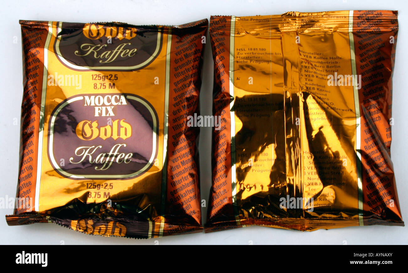 food, coffee, coffee Mocca Fix Gold packaging, produced by VEB Bero Berlin,  GDR, 1980s Stock Photo - Alamy