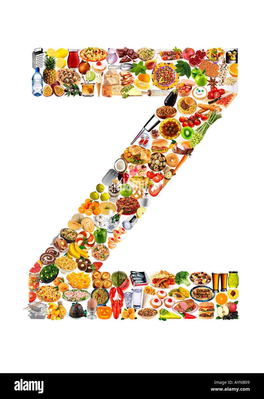 FOODFONT LETTER Z ON WHITE Stock Photo
