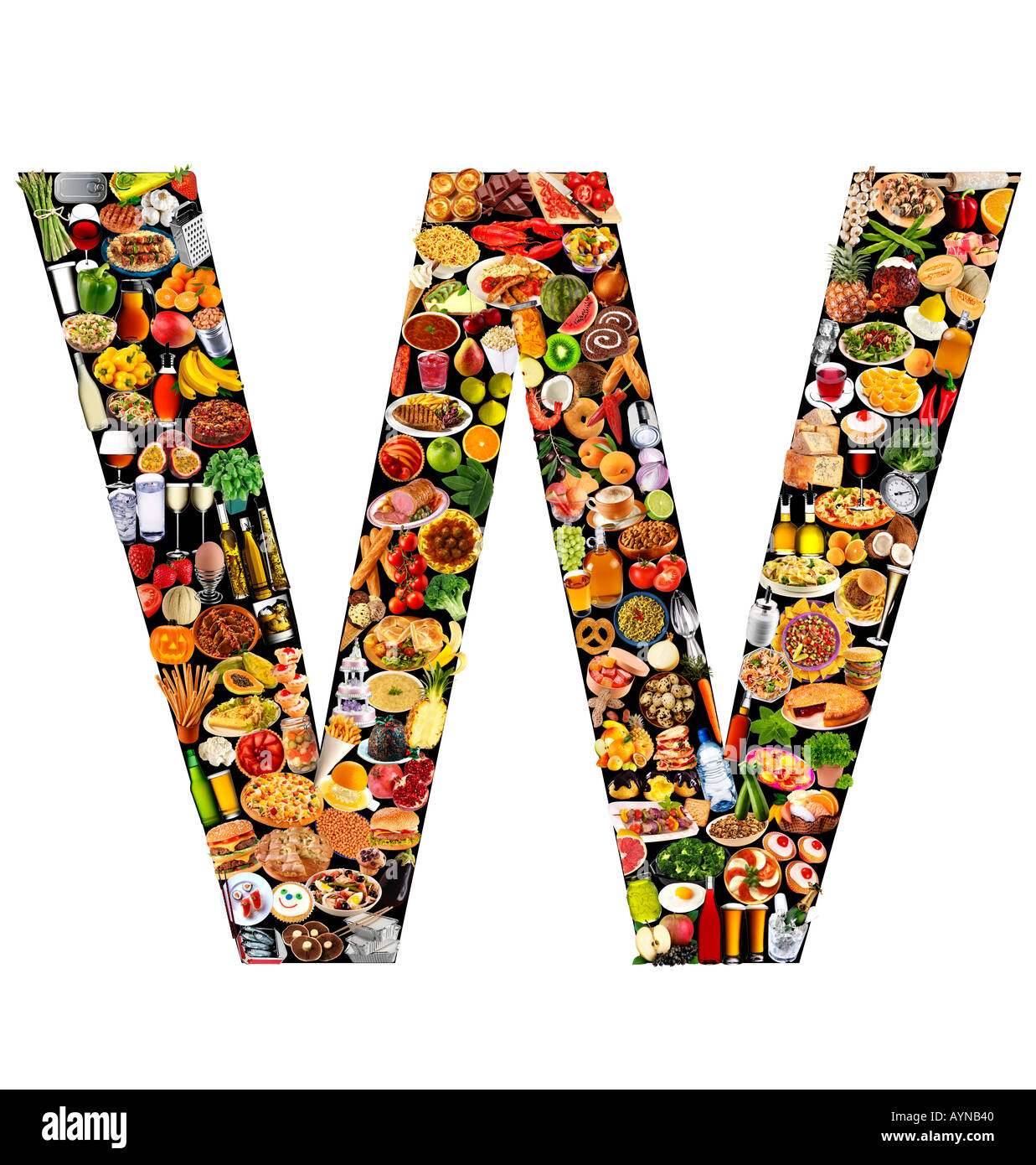 FOODFONT LETTER W ON BLACK AND WHITE Stock Photo - Alamy
