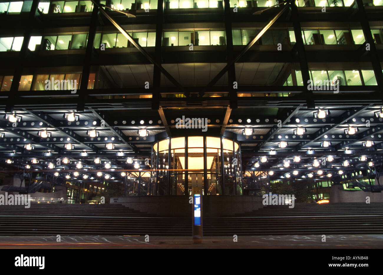 Night view of office buildings on Primrose Street, London, EC1 Stock Photo