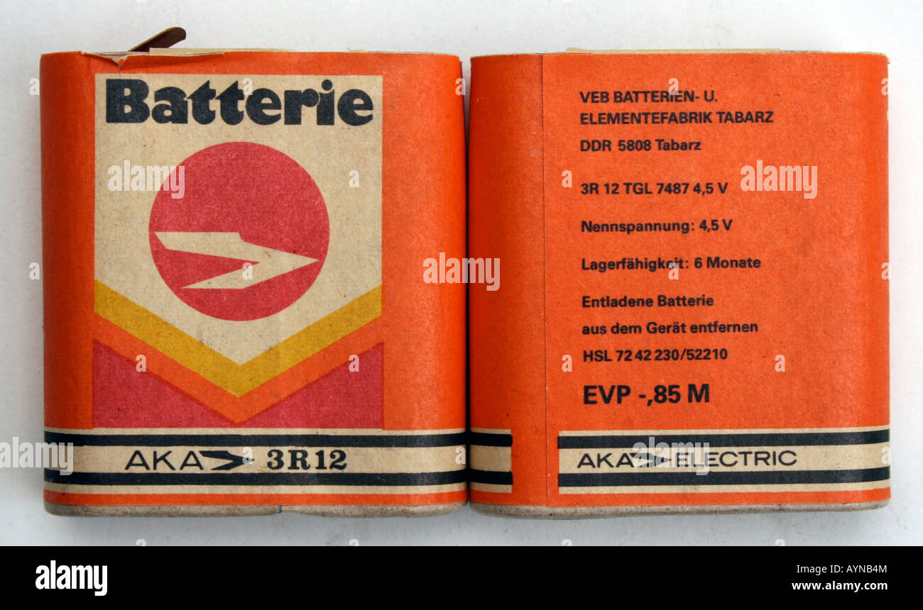 energy, electricity, battery 3R12 AKA electric, produced by VEB Batterien-  und Elementefabrik, GDR, 1970s / 1980s Stock Photo - Alamy