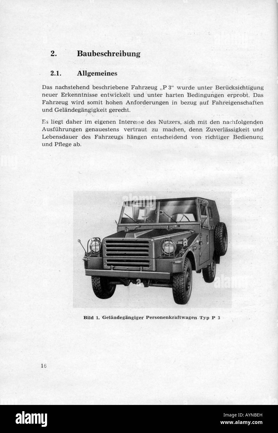 documents, operating instructions, manual of military off-road vehicle P 3, editor: VEB Kooperationszentrale Automobilbau Karl-Marx-Stadt, GDR, 1962, historic, historical, 20th century, 1960s, car, instruction, book, DDR, East Germany, page, Stock Photo