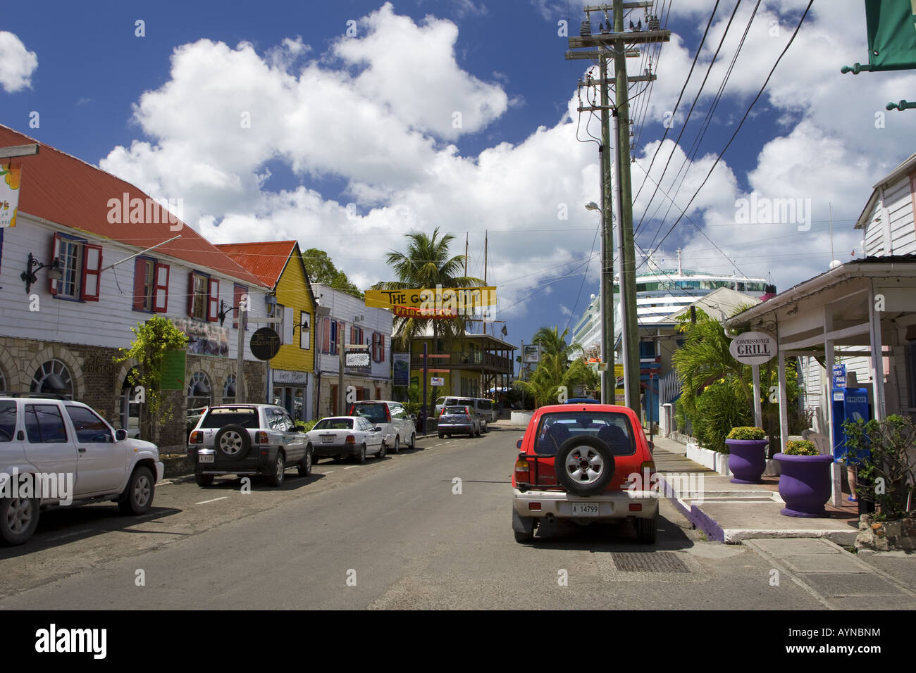 Street scene, St John's, Antigua near Redcliffe Quay Stock Photo