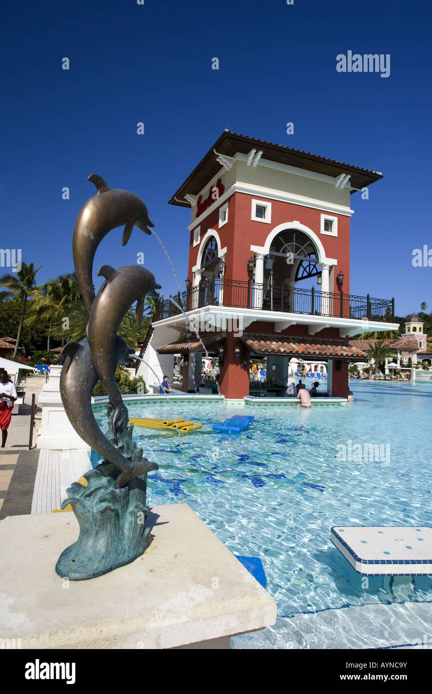 Sandals Mediterranean Village, Swimming Pool, Dickinson Bay, Antigua, West Indies Stock Photo
