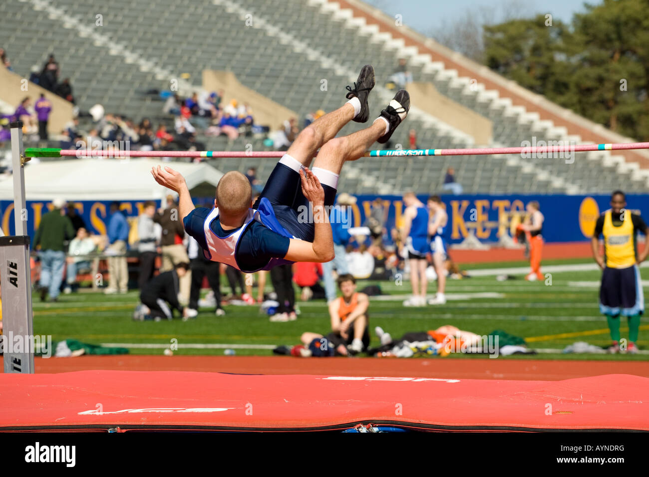 High jumper clears the bar Stock Photo Alamy