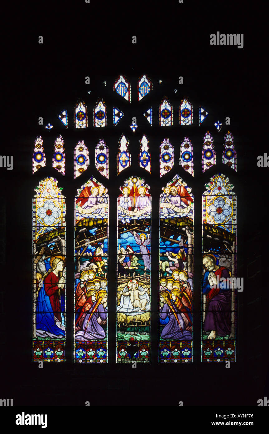 Stained Glass Window Cathedral England Uk Europe Nativity Stock Photo Alamy
