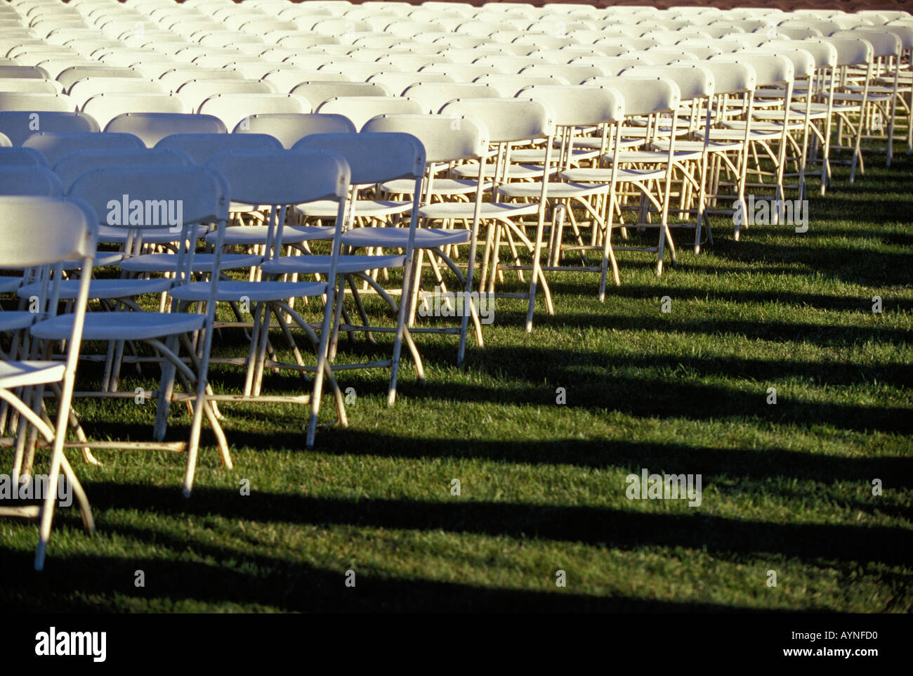 Folding chairs for outdoor event Stock Photo