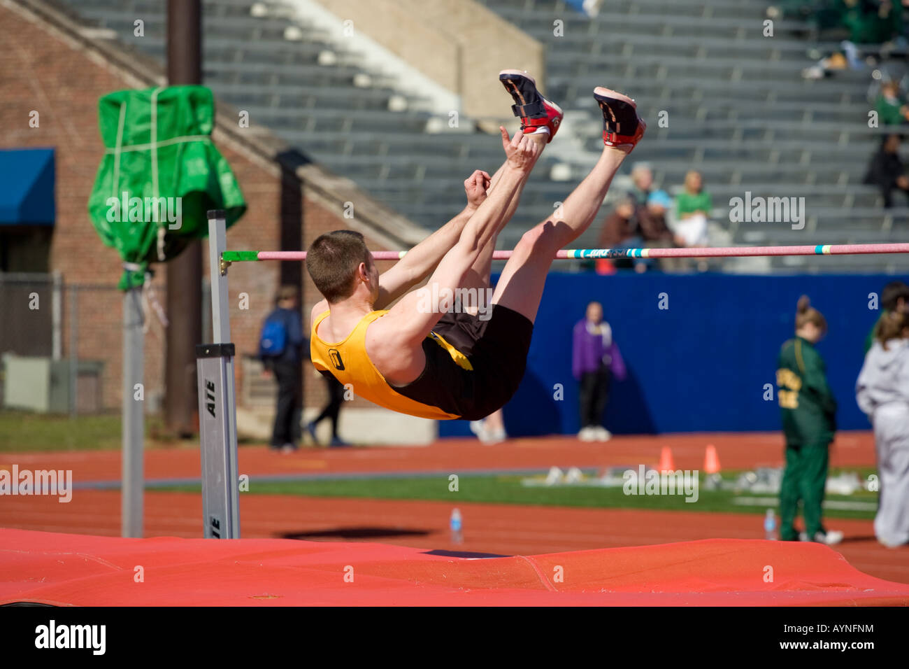 High jumper clears the bar Stock Photo Alamy