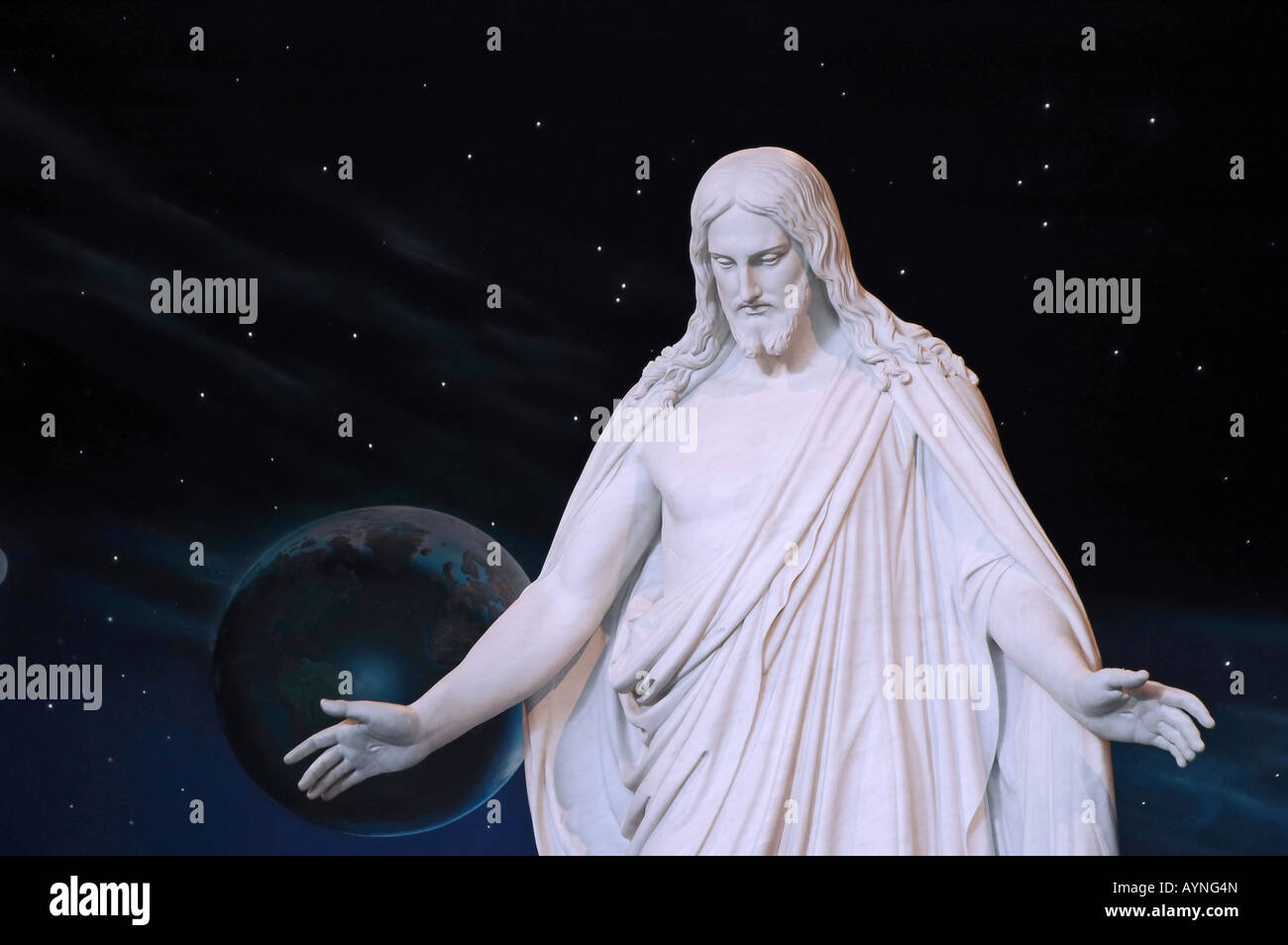 Replica statue of Jesus Christ known as The Christus at the Mormon