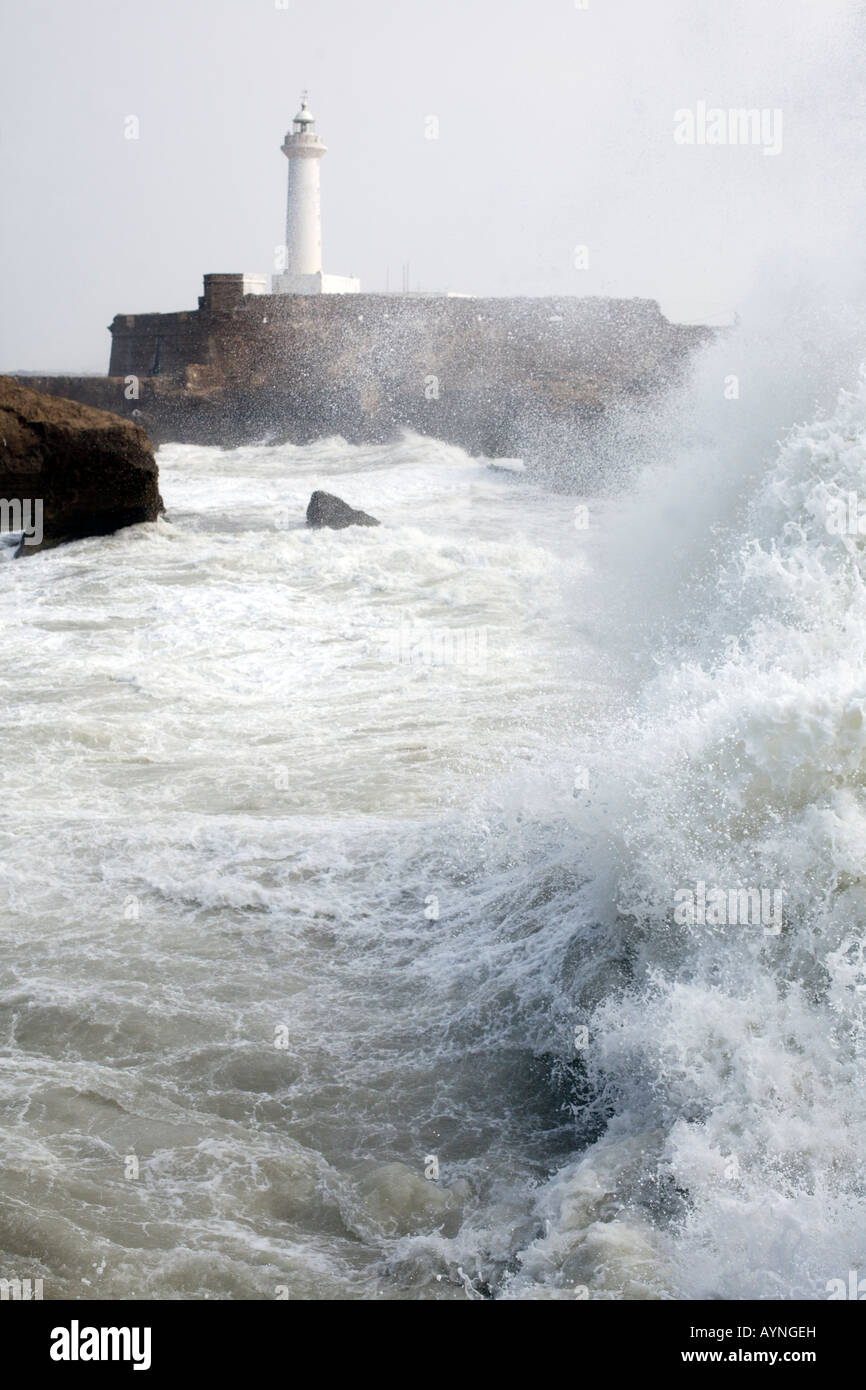 Waves crashing against the shore. Rabat, Morocco Stock Photo