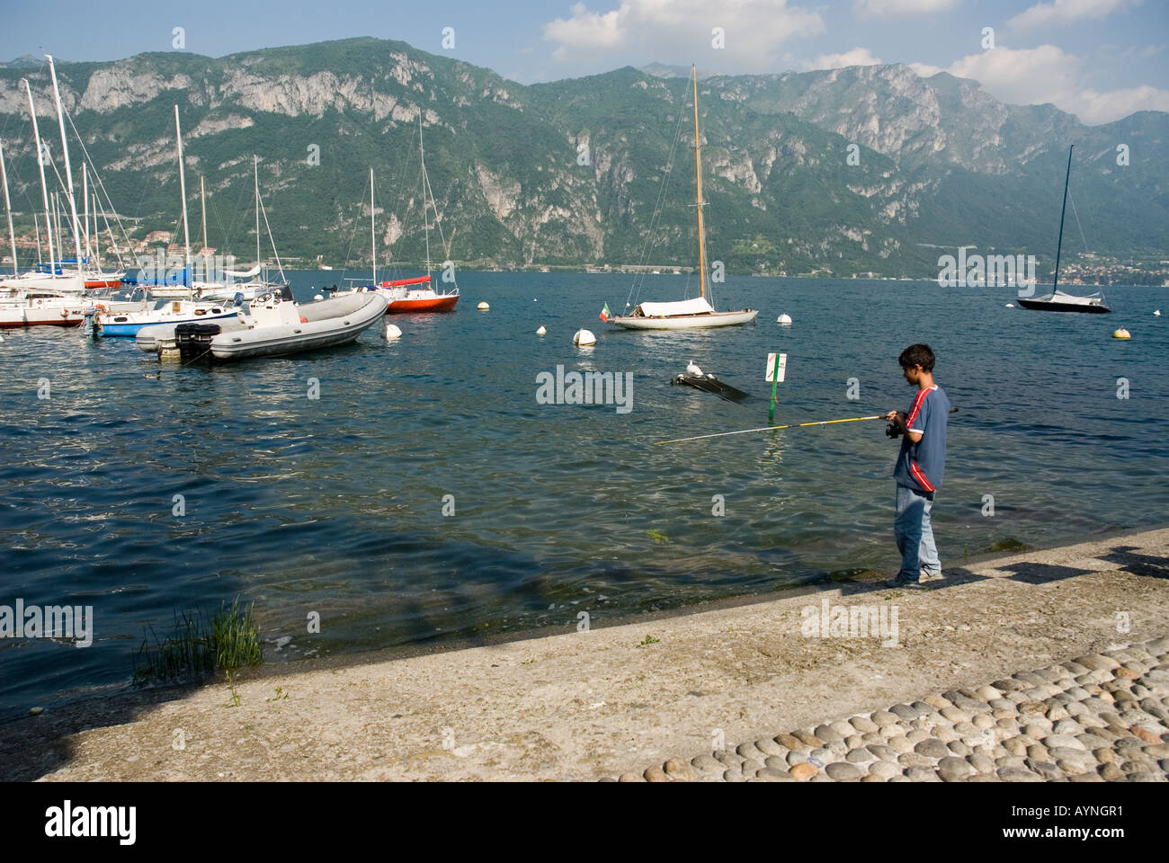 Lake Como, Italy. Pescallo harbour, part of the town of Bellagio Stock Photo
