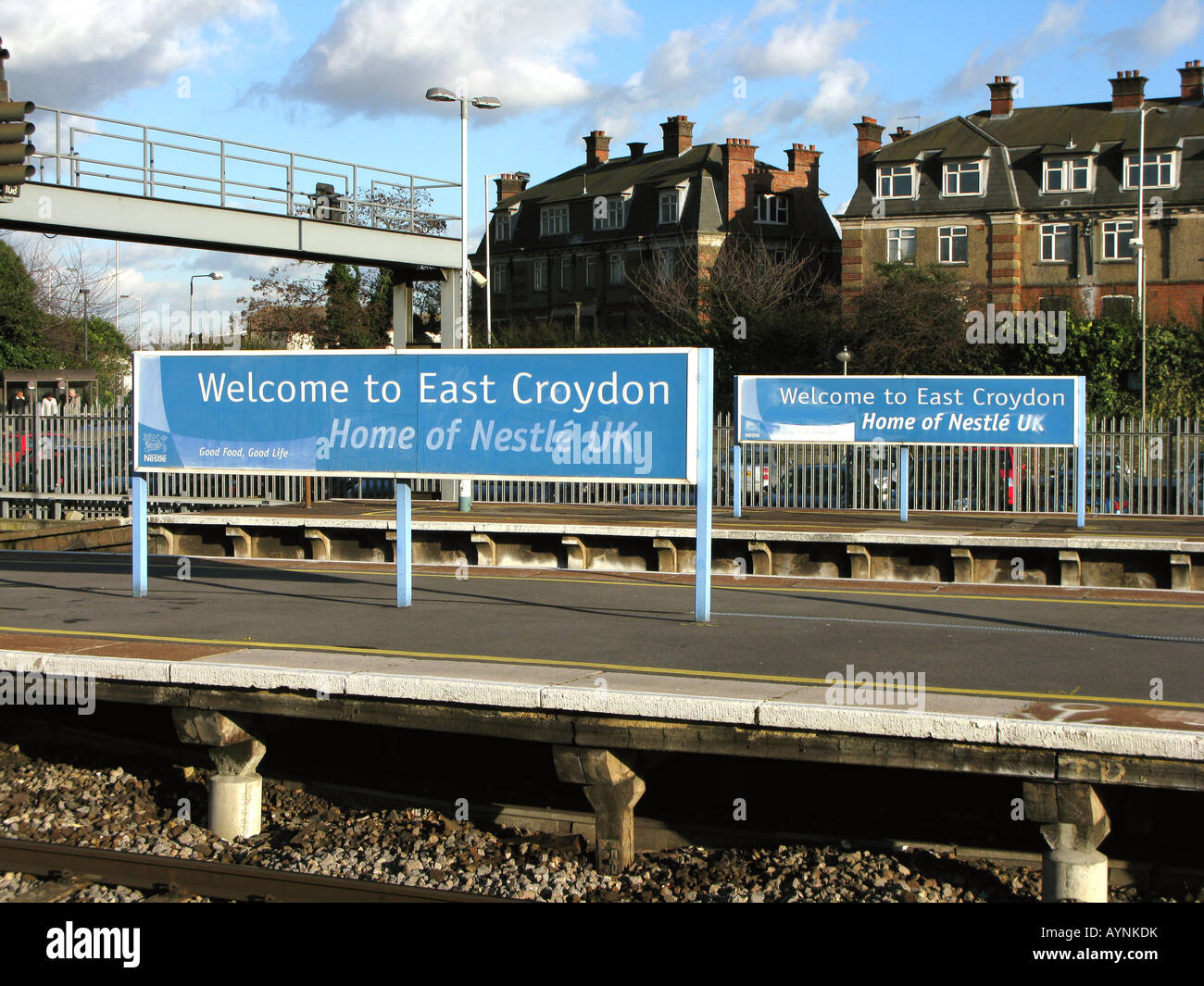 Welcome to East Croydon sign, Croydon Station, UK Stock Photo