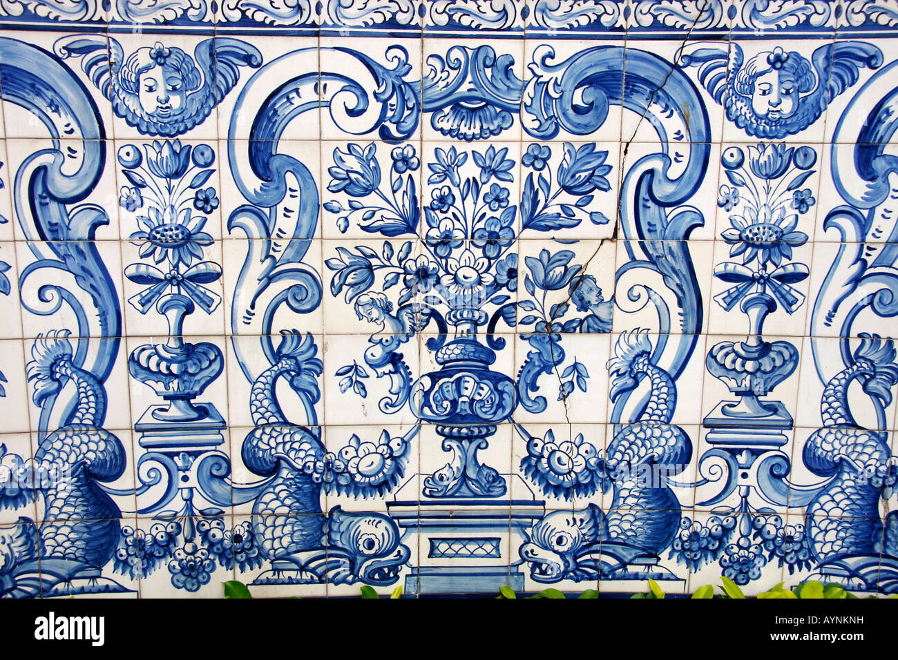 PORTUGUESE TILES IN LEAL SENADO,THE SEAT OF MACAU'S PORTUGUESE GOVERNMENT AND NOW THE INSTITUTE OF CIVIC AND MUNICIPAL AFFAIRS Stock Photo