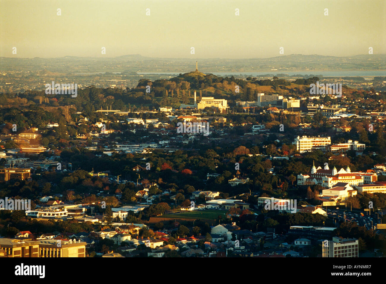 View of Auckland One Tree Hill from Sky Tower Stock Photo Alamy