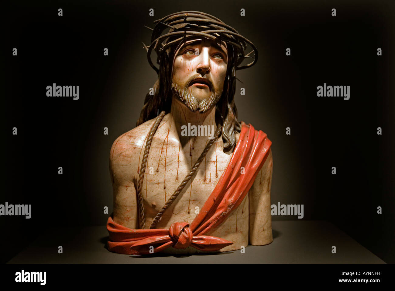 Baroque sculpture of Christ with a crown of thorns Stock Photo