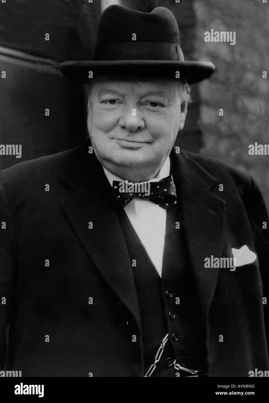 Sir Winston Churchill British wartime leader 1940 s image Stock Photo