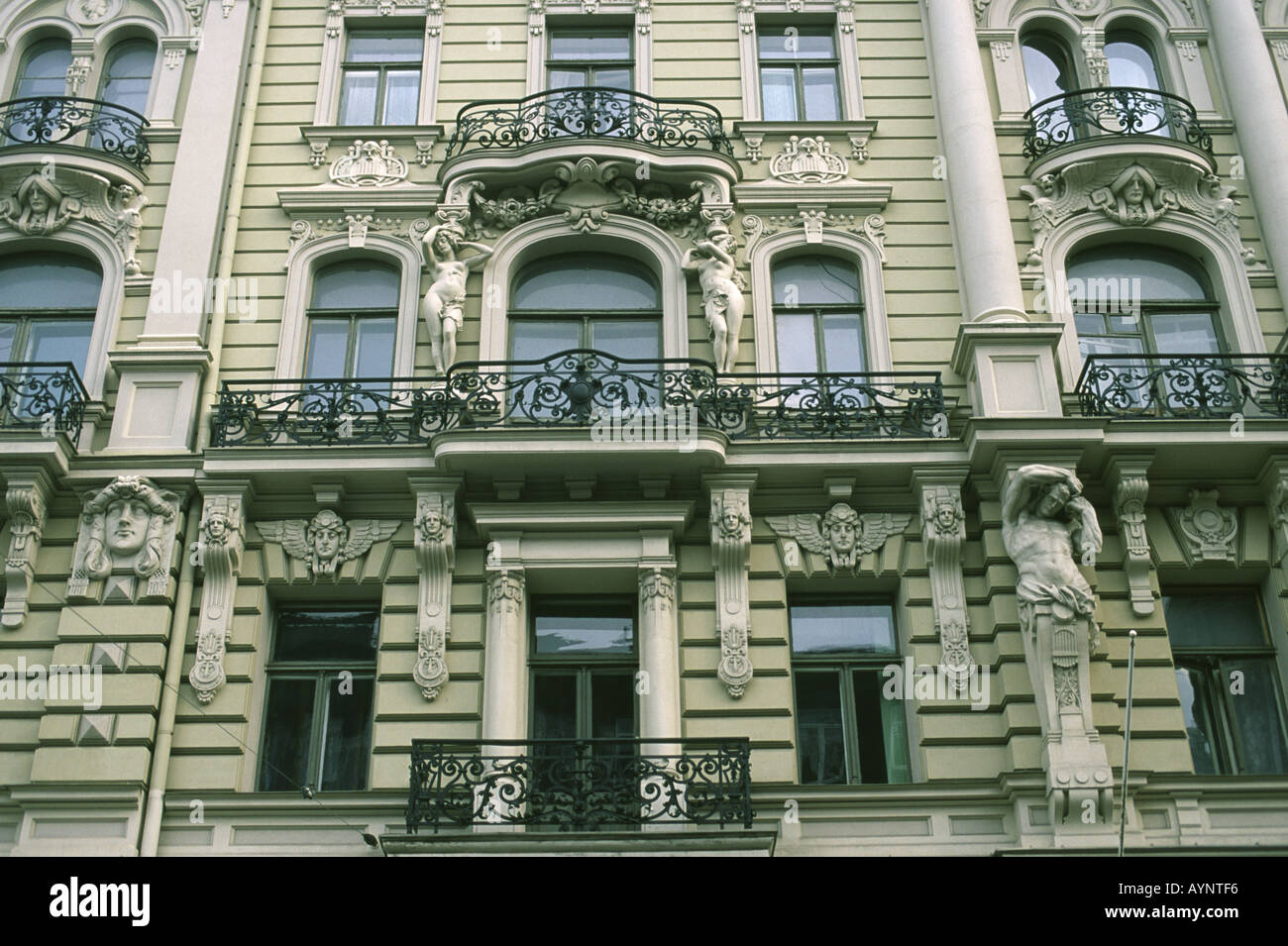Art Nouveau architecture 33 Elizabetes Street Riga Latvia Stock Photo