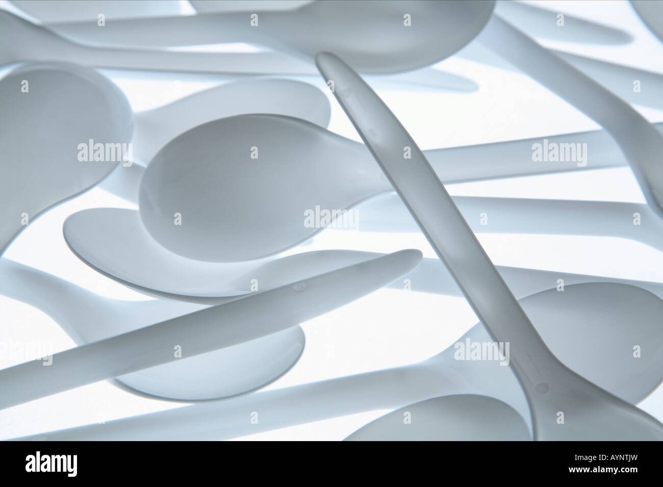 White plastic spoons Stock Photo Alamy