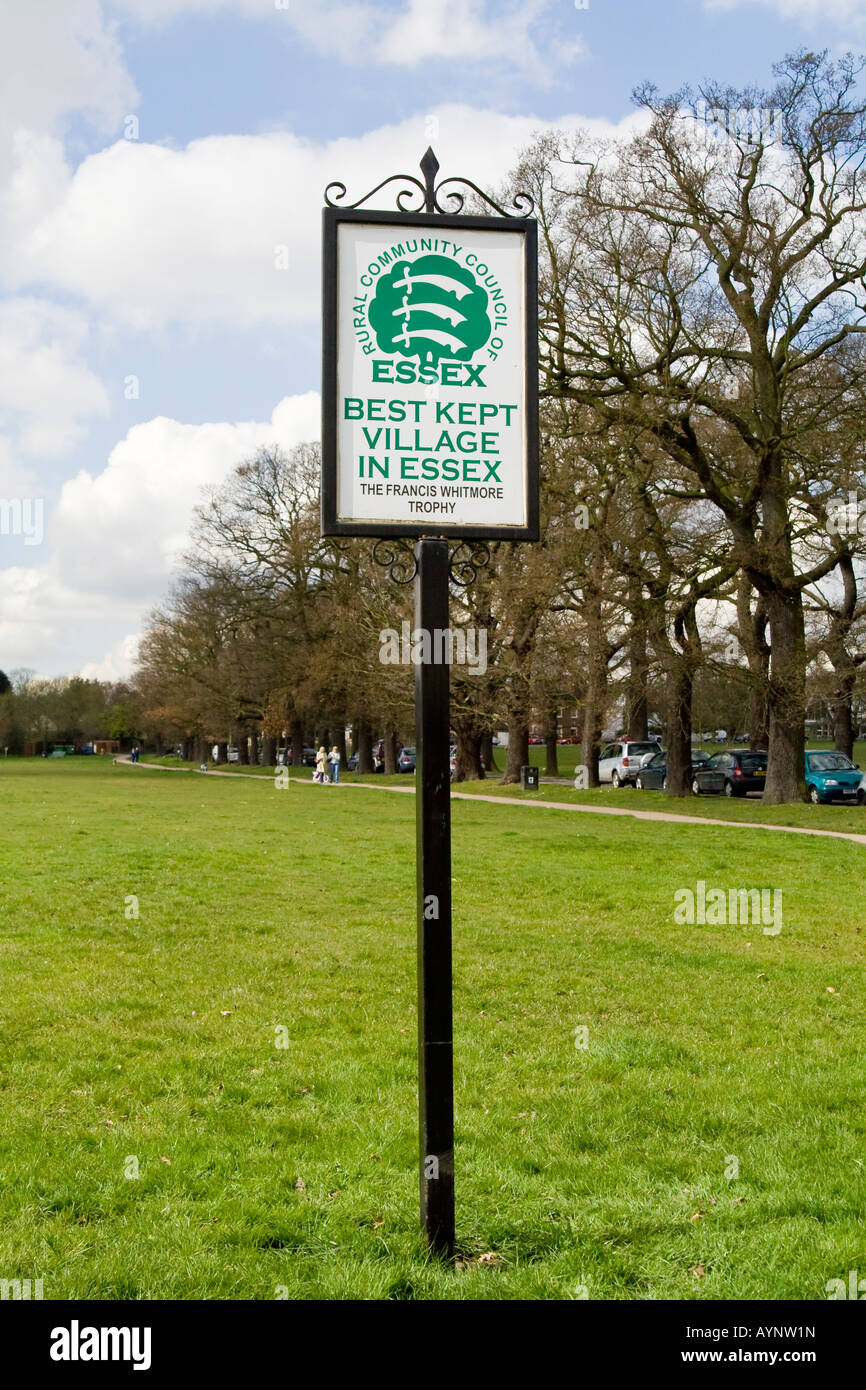 Best Kept Village in Essex sign, Theydon Bois, Essex, UK. Stock Photo