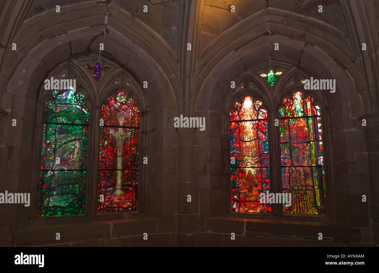 Stained glass window in Hereford Cathedral Hereford Herefordshire