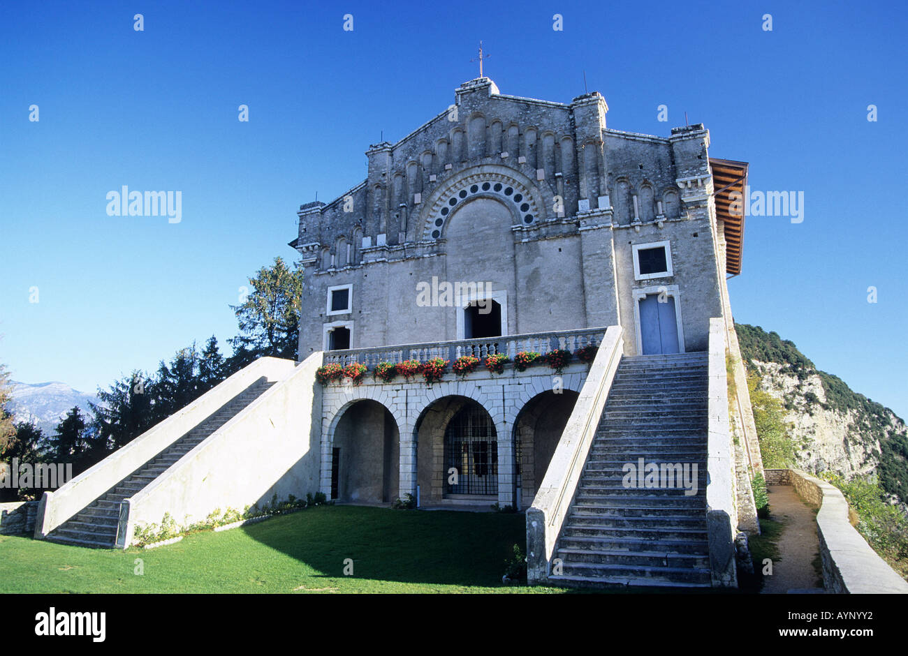 Monasteroi Church Madonna di Castello exterior near Tignale on the west side of Lago di Garda Stock Photo