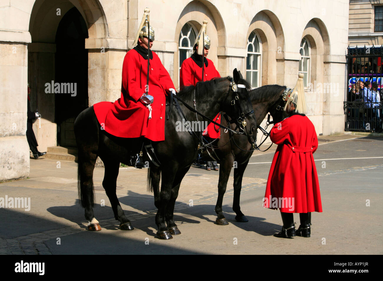 Mounted Horse Guards on duty outside Horse Guard's Parade London