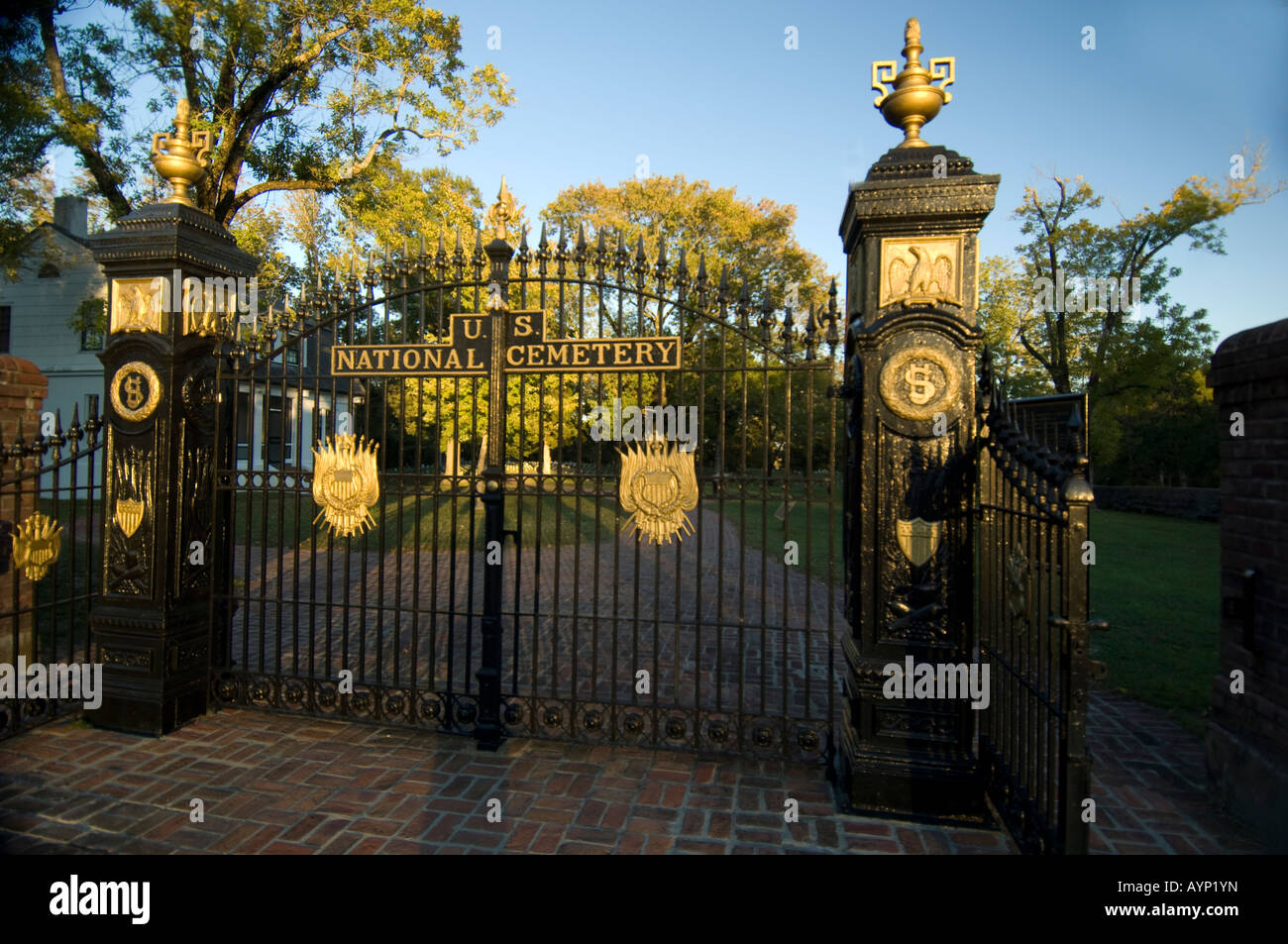 The gate to Shiloh National Cemetery at Shiloh National Military Park near Shiloh Tennessee Stock Photo