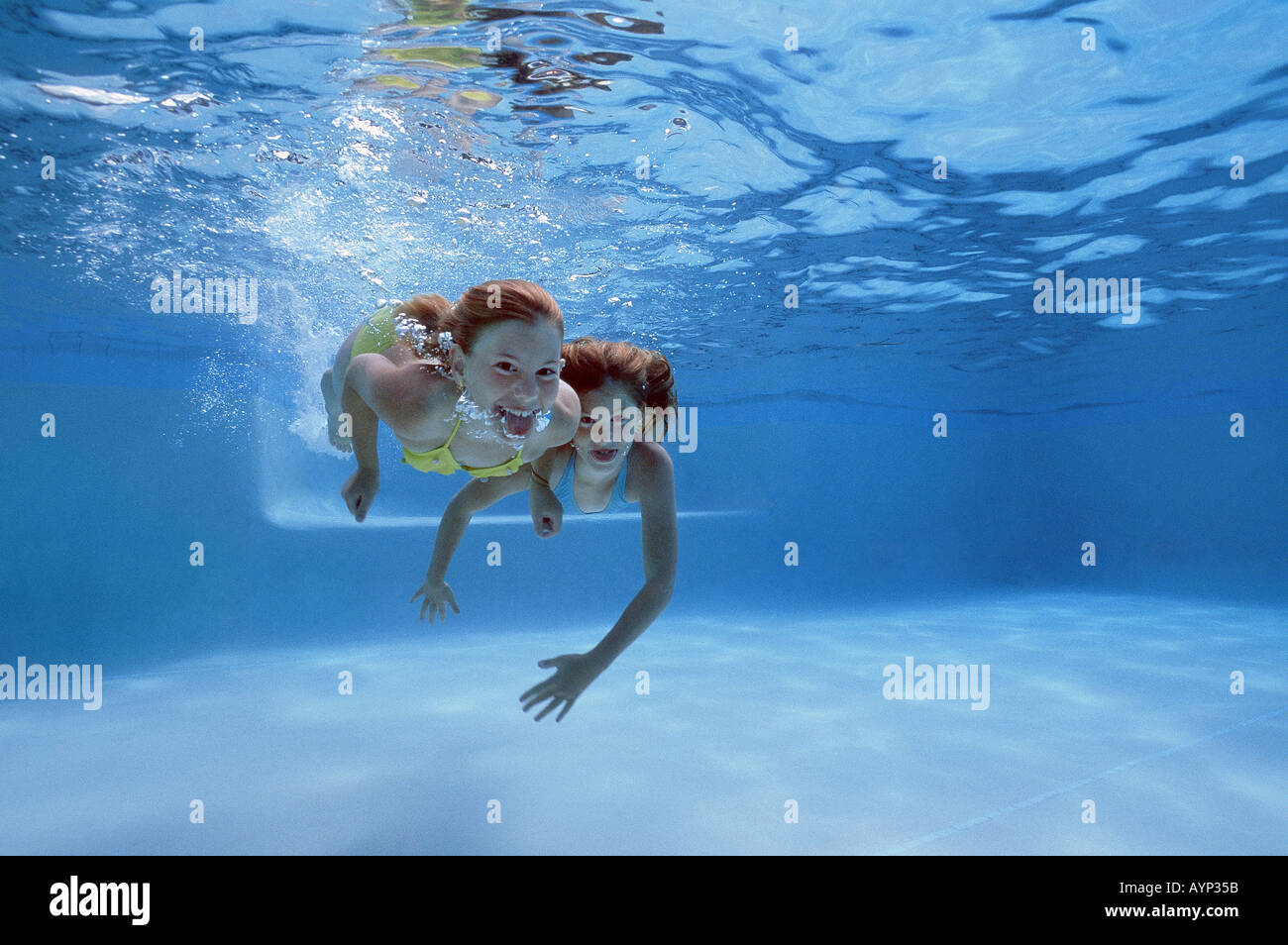 children swimming underwater Stock Photo